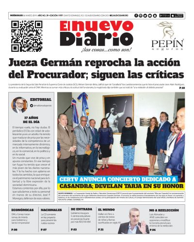 Portada Periódico El Nuevo Diario, Miércoles 06 de Marzo 2019