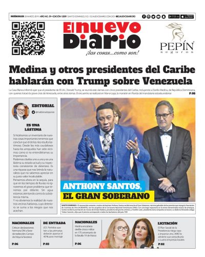 Portada Periódico El Nuevo Diario, Miércoles 20 de Marzo 2019