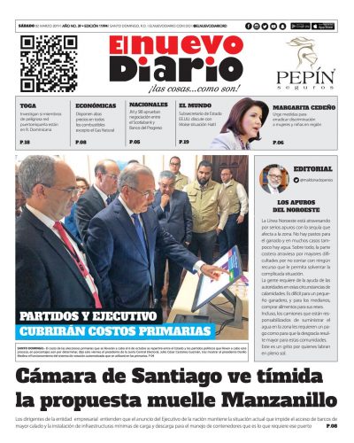 Portada Periódico El Nuevo Diario, Sábado 02 de Marzo 2019
