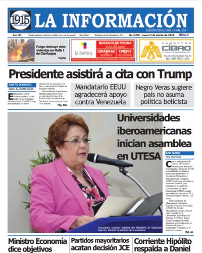 Portada Periódico La Información, Jueves 21 de Marzo 2019