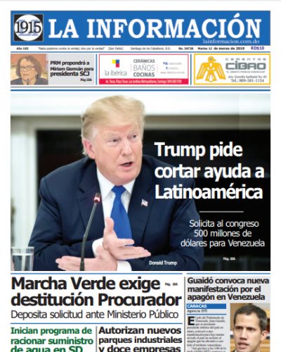 Portada Periódico La Información, Martes 12 de Marzo 2019