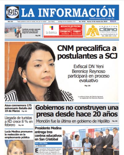 Portada Periódico La Información, Martes 19 de Marzo 2019