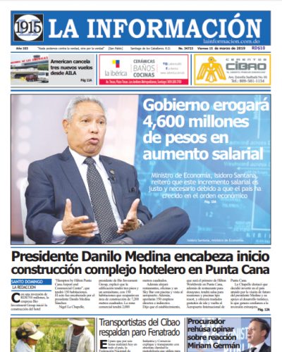 Portada Periódico La Información, Viernes 15 de Marzo 2019