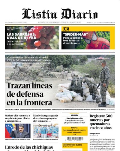 Portada Periódico Listín Diario, Lunes 18 de Marzo 2019