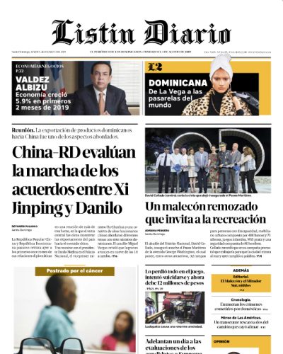 Portada Periódico Listín Diario, Martes 26 de Marzo 2019