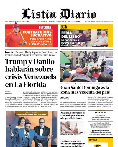 Portada Periódico Listín Diario, Miércoles 20 de Marzo 2019