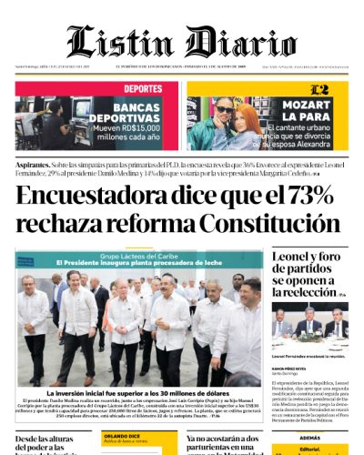 Portada Periódico Listín Diario, Miércoles 27 de Marzo 2019