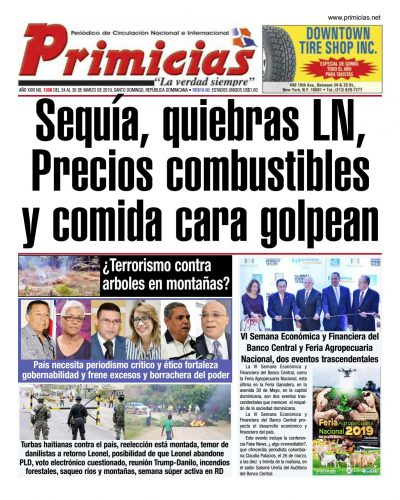 Portada Periódico Primicias, Domingo 24 de Marzo 2019