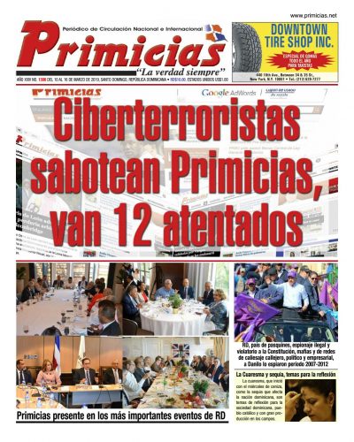 Portada Periódico Primicias, Lunes 11 de Marzo 2019
