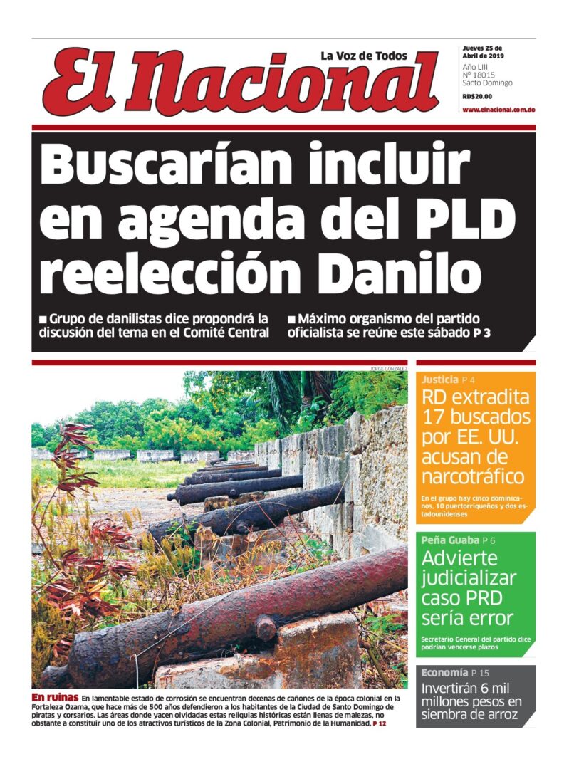 Portada Periódico El Nacional, Jueves 25 Abril 2019
