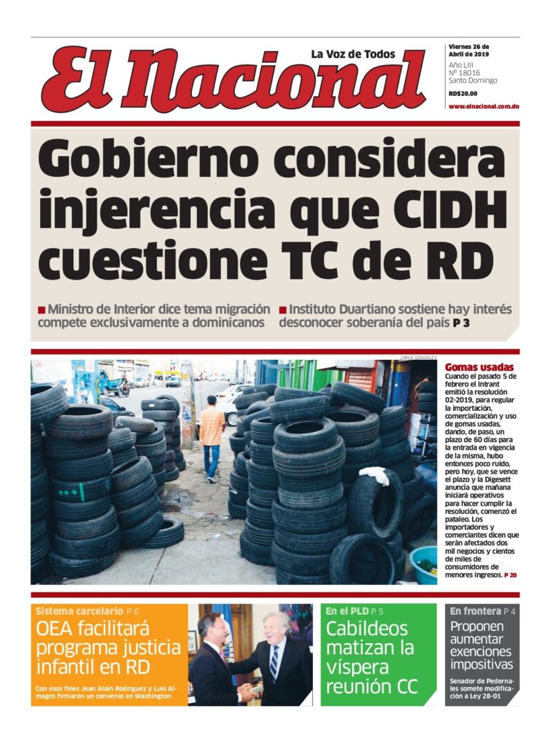 Portada Periódico El Nacional, Viernes 26 Abril 2019