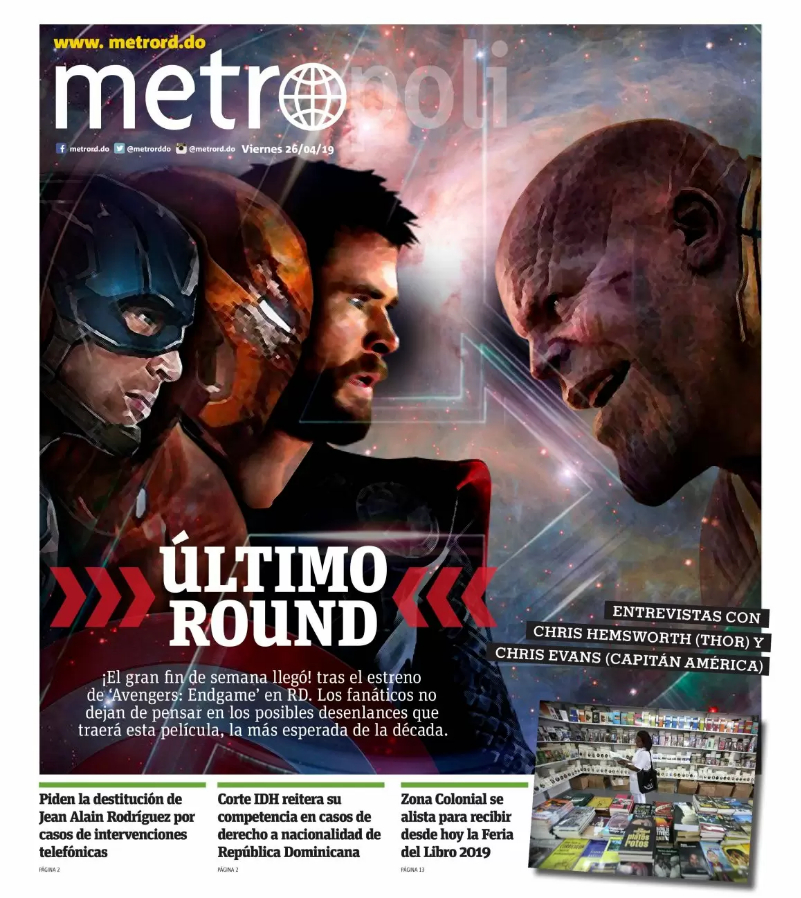 Portada Periódico Metro, Viernes 26 Abril 2019