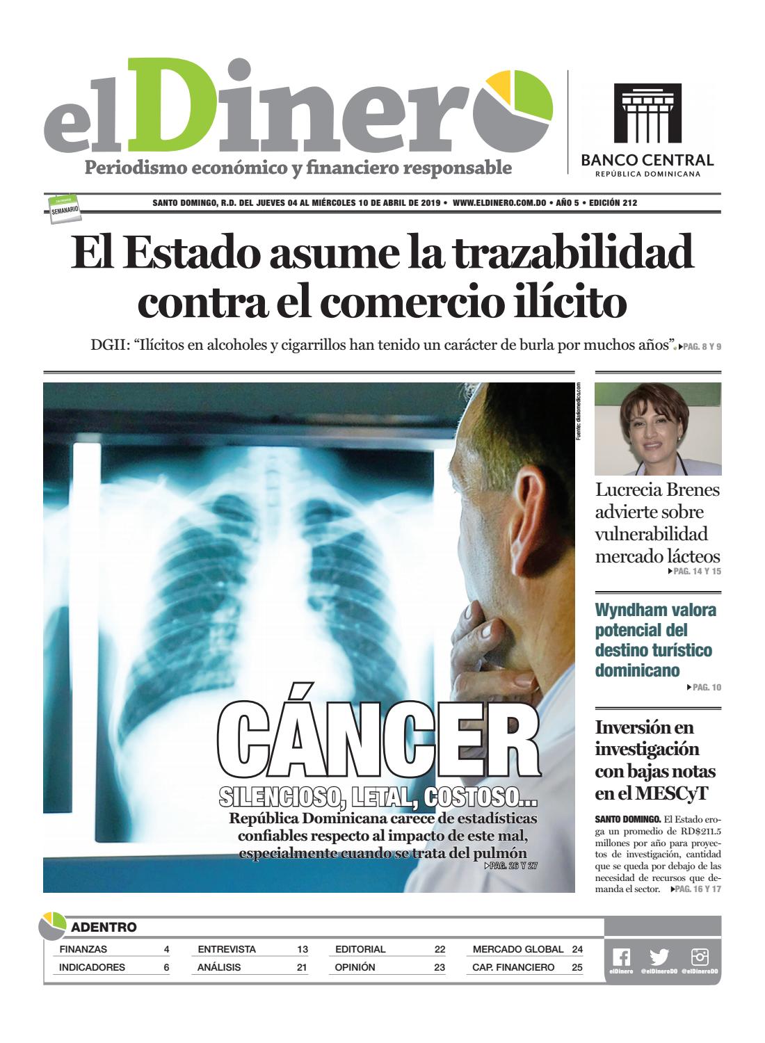 Portada Periódico El Dinero, Jueves 04 Abril 2019