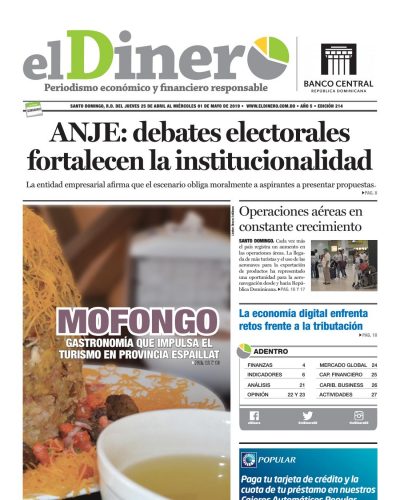 Portada Periódico El Dinero, Jueves 25 Abril 2019