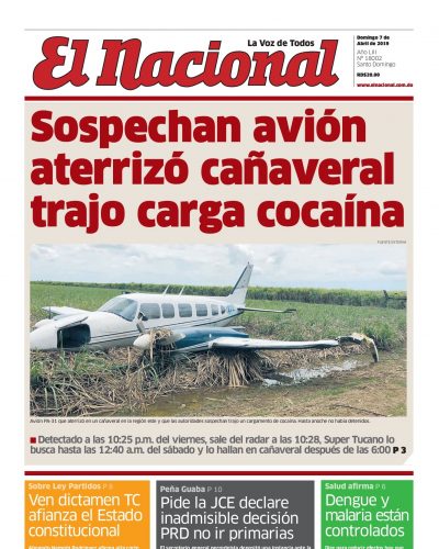 Portada Periódico El Nacional, Domingo 07 Abril 2019