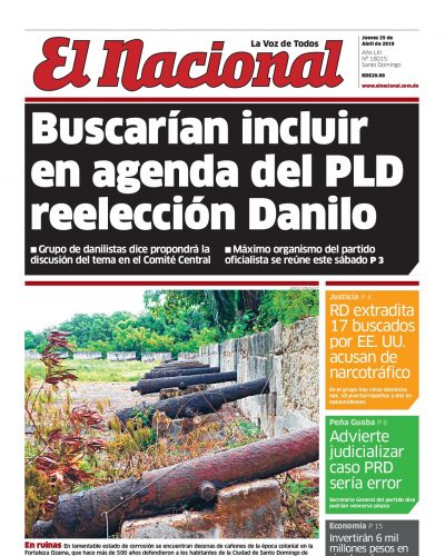 Portada Periódico El Nacional, Jueves 25 Abril 2019