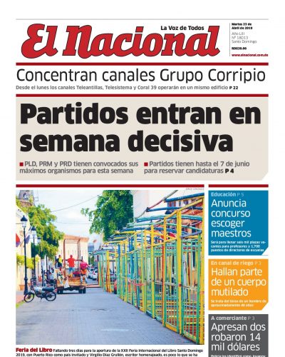 Portada Periódico El Nacional, Martes 23 Abril 2019