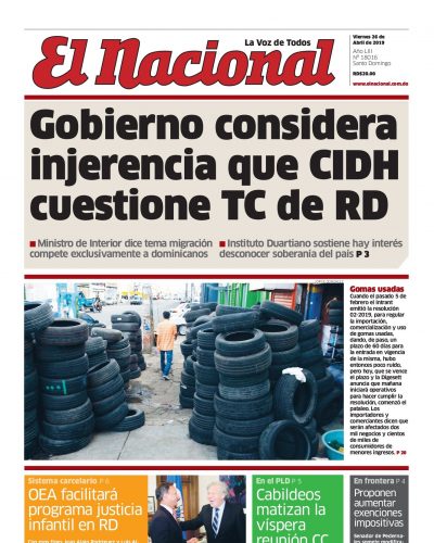 Portada Periódico El Nacional, Viernes 26 Abril 2019