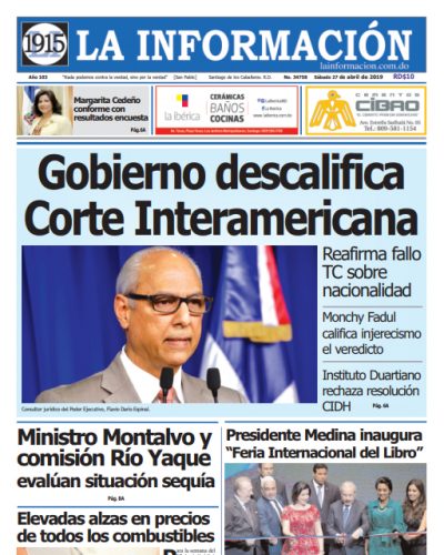 Portada Periódico La Información, Domingo 28 Abril 2019