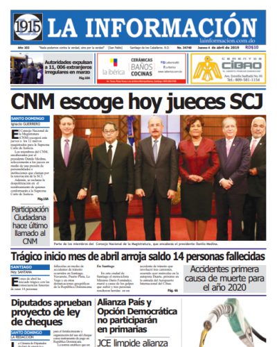 Portada Periódico La Información, Jueves 04 Abril 2019