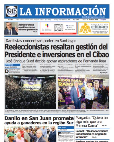 Portada Periódico La Información, Lunes 08 Abril 2019