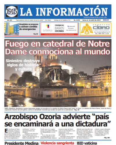 Portada Periódico La Información, Martes 16 Abril 2019
