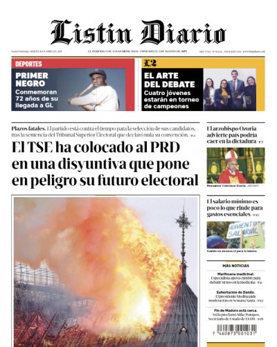 Portada Periódico Listín Diario, Martes 16 Abril 2019