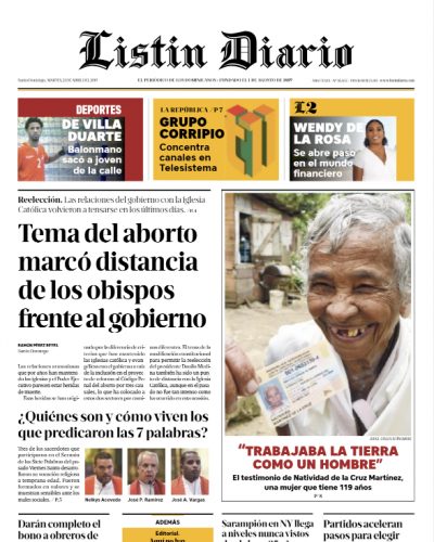 Portada Periódico Listín Diario, Martes 23 Abril 2019