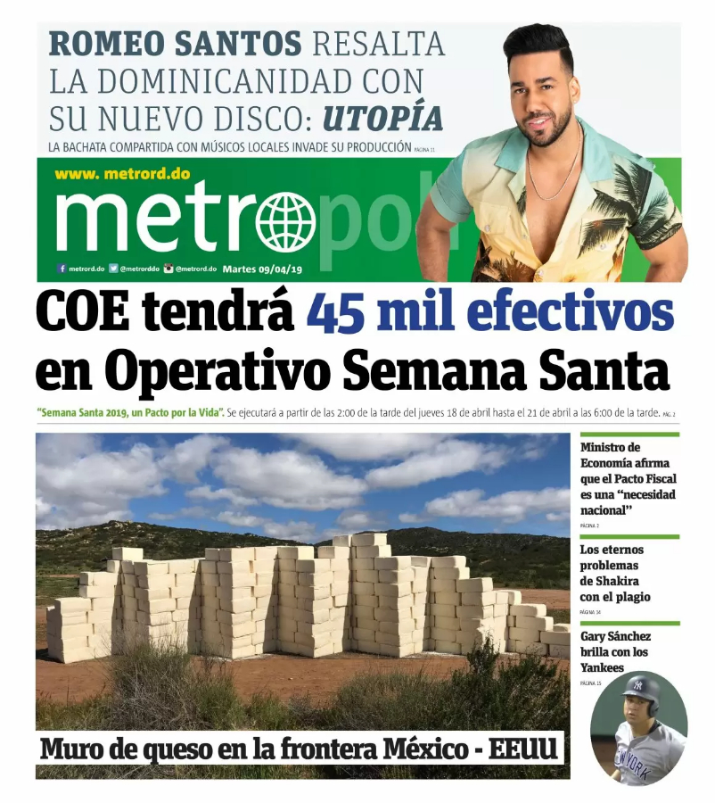 Portada Periódico Metro, Martes 09 Abril 2019