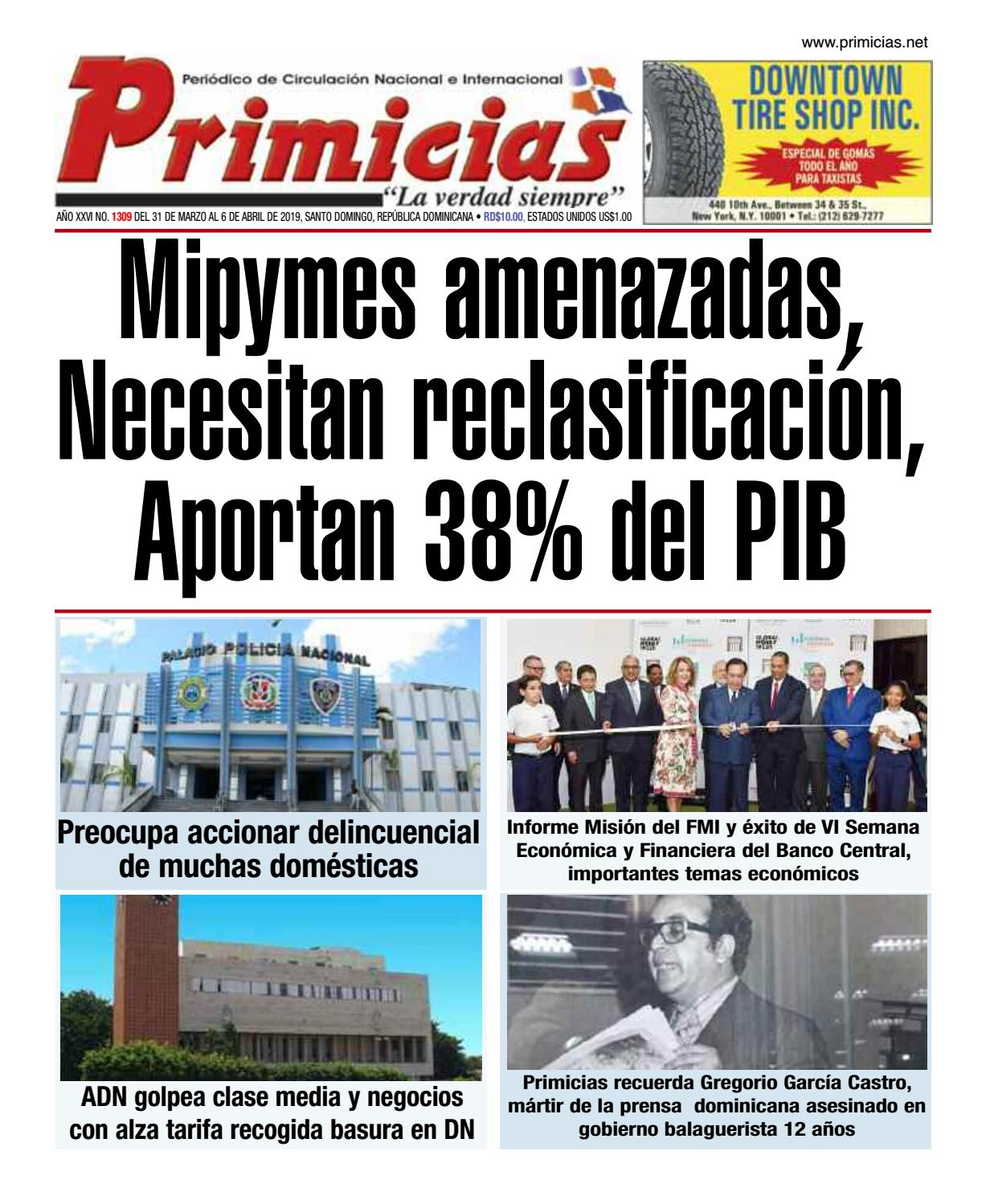 Portada Periódico Primicias, Lunes 01 Abril 2019