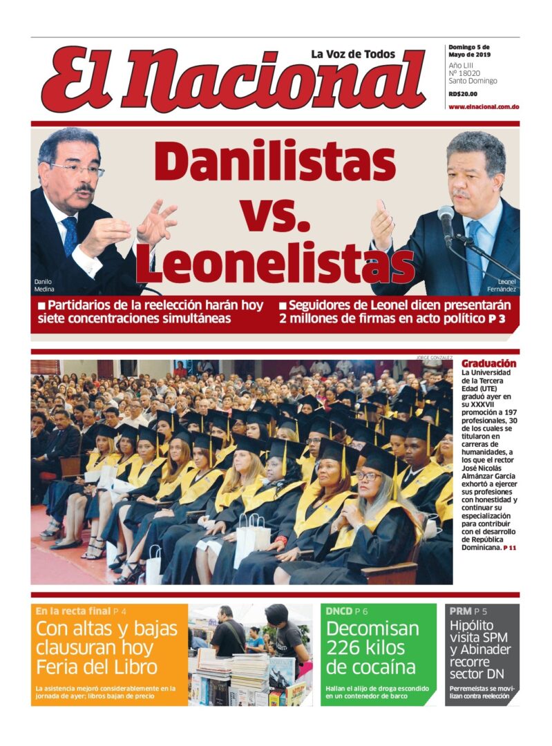 Portada Periódico El Nacional, Domingo 05 Mayo 2019