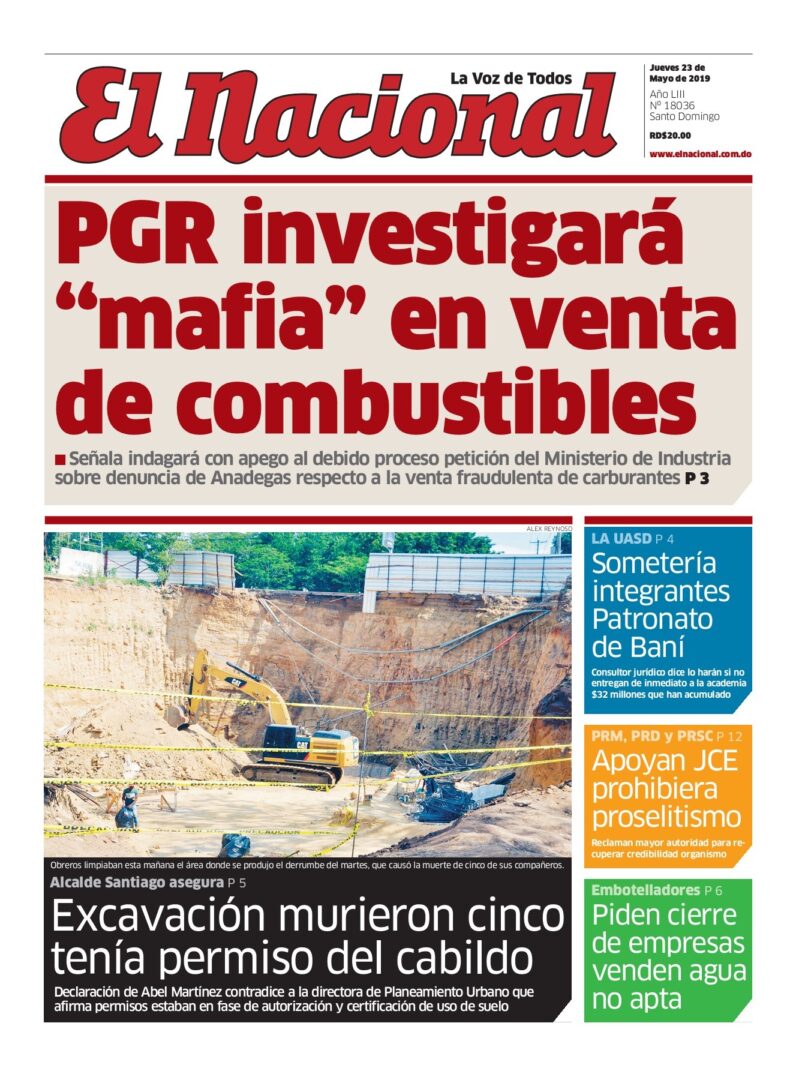 Portada Periódico El Nacional, Jueves 23 Mayo 2019