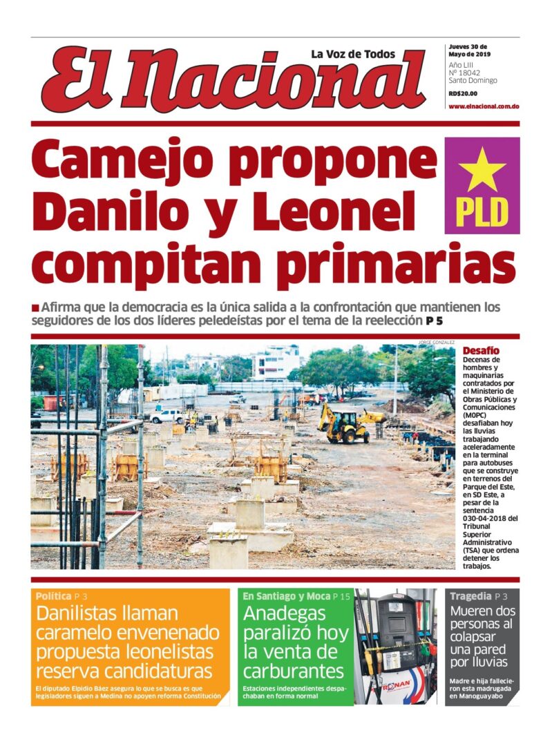 Portada Periódico El Nacional, Jueves 30 Mayo 2019