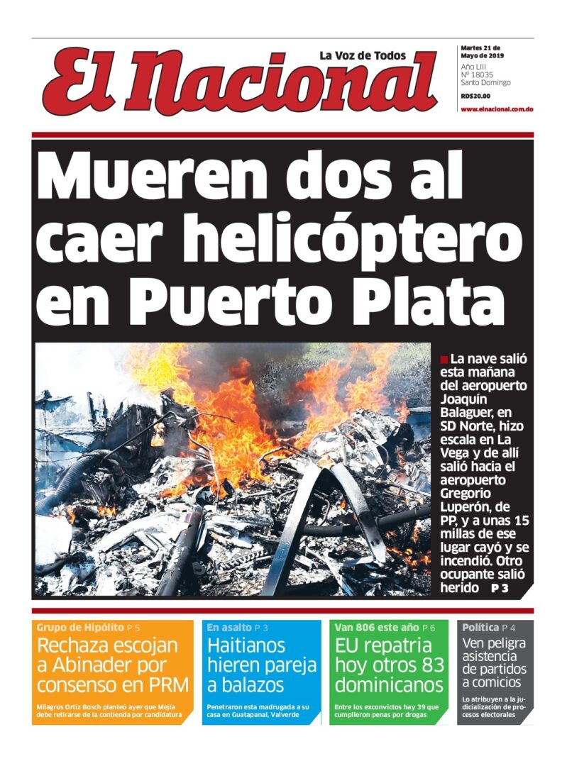 Portada Periódico El Nacional, Martes 21 Mayo 2019