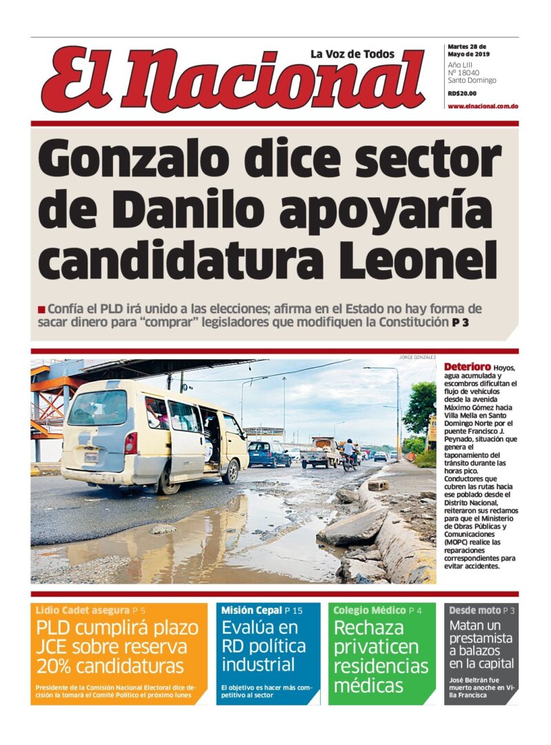 Portada Periódico El Nacional, Martes 28 Mayo 2019