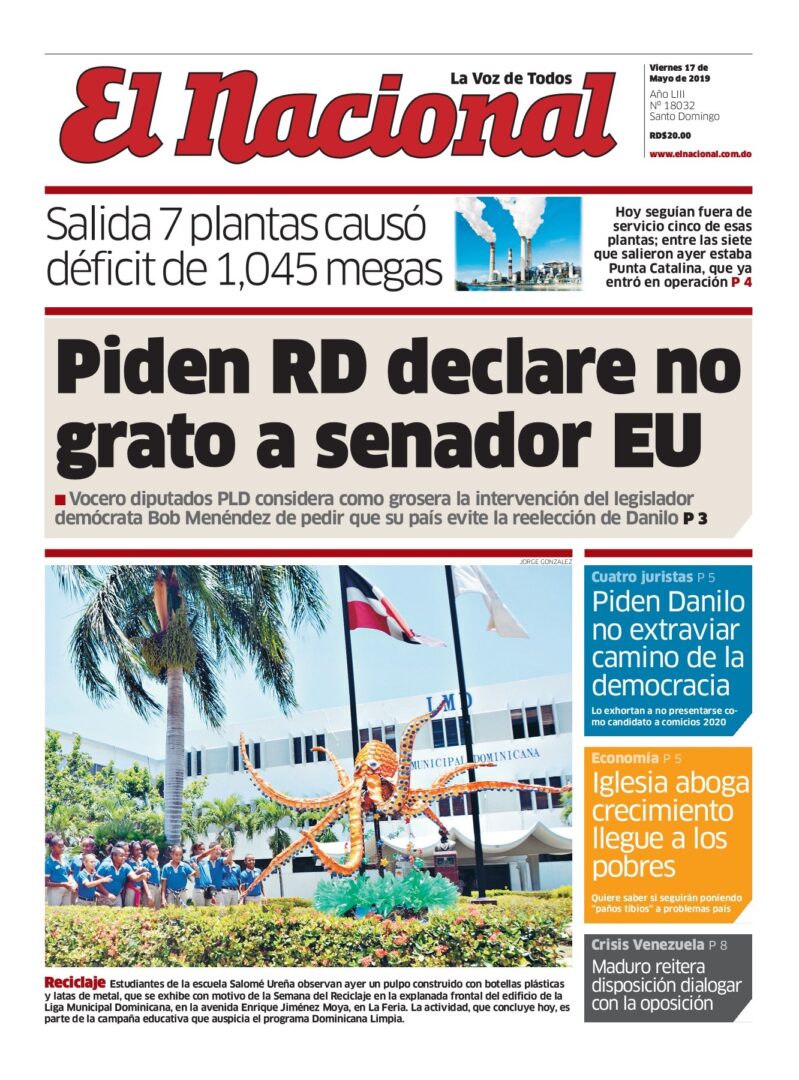 Portada Periódico El Nacional, Viernes 17 Mayo 2019