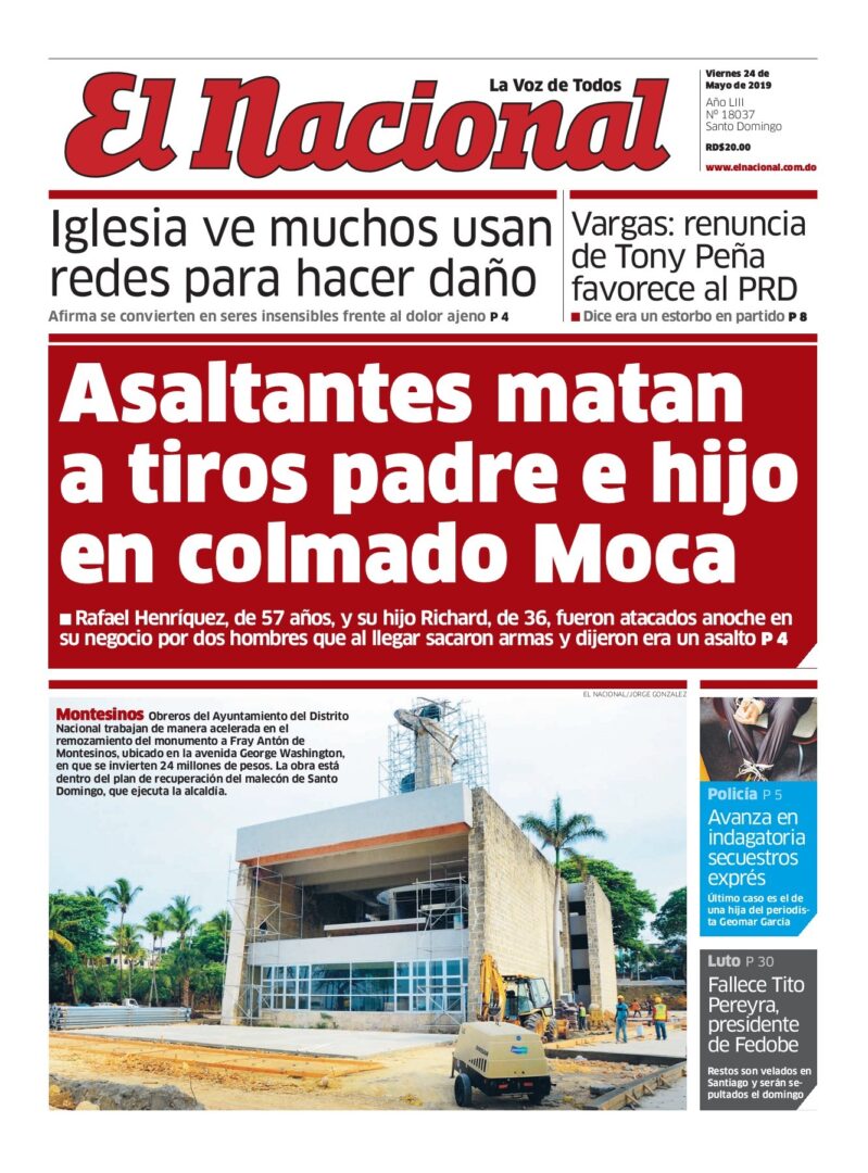 Portada Periódico El Nacional, Viernes 24 Mayo 2019