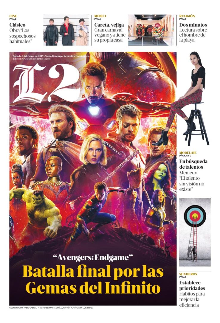 Portada Periódico Listín Diario – Sección L2, Sábado 04 Mayo 2019