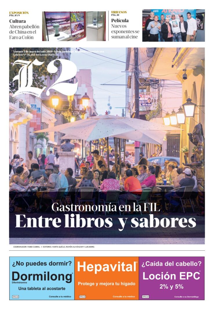 Portada Periódico Listín Diario – Sección L2, Viernes 03 Mayo 2019