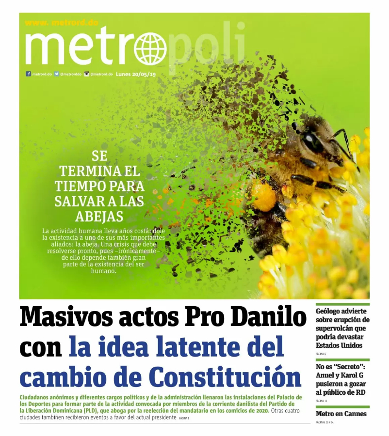 Portada Periódico Metro, Lunes 20 Mayo 2019