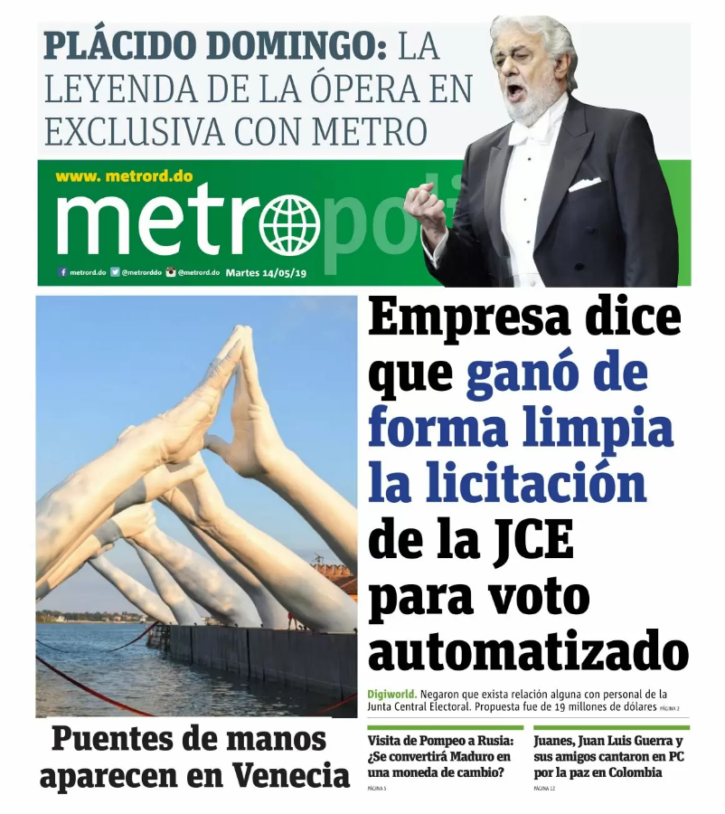Portada Periódico Metro, Martes 14 Mayo 2019