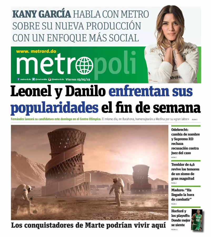 Portada Periódico Metro, Viernes 03 Mayo 2019