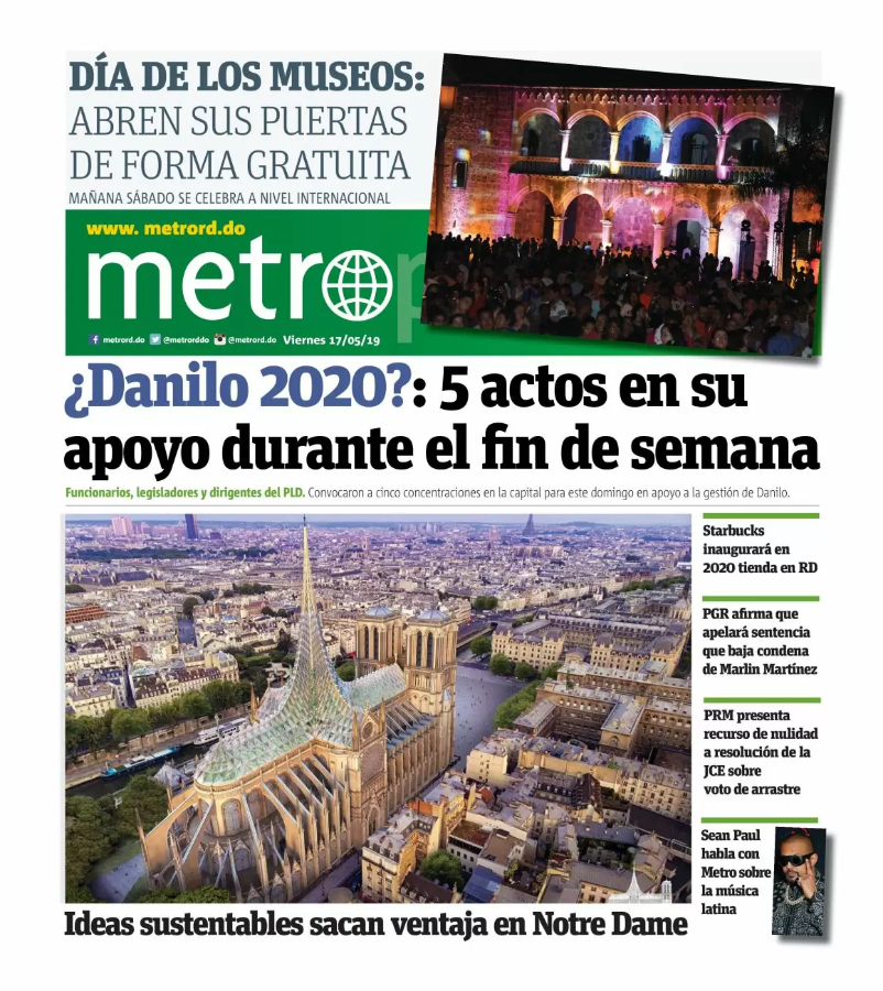 Portada Periódico Metro, Viernes 17 Mayo 2019