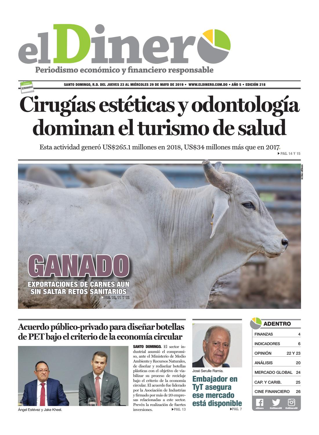 Portada Periódico El Dinero, Jueves 23 Mayo 2019