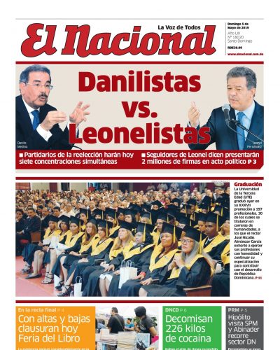 Portada Periódico El Nacional, Domingo 05 Mayo 2019