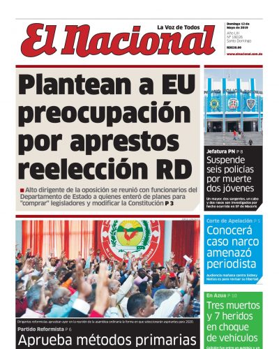 Portada Periódico El Nacional, Domingo 12 Mayo 2019