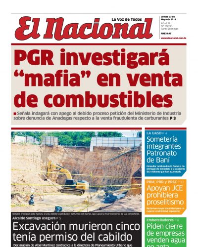 Portada Periódico El Nacional, Jueves 23 Mayo 2019