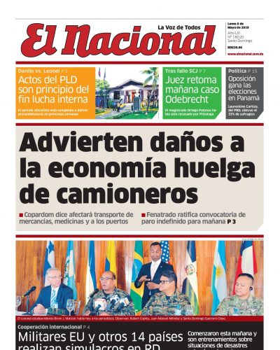 Portada Periódico El Nacional, Lunes 06 Mayo 2019