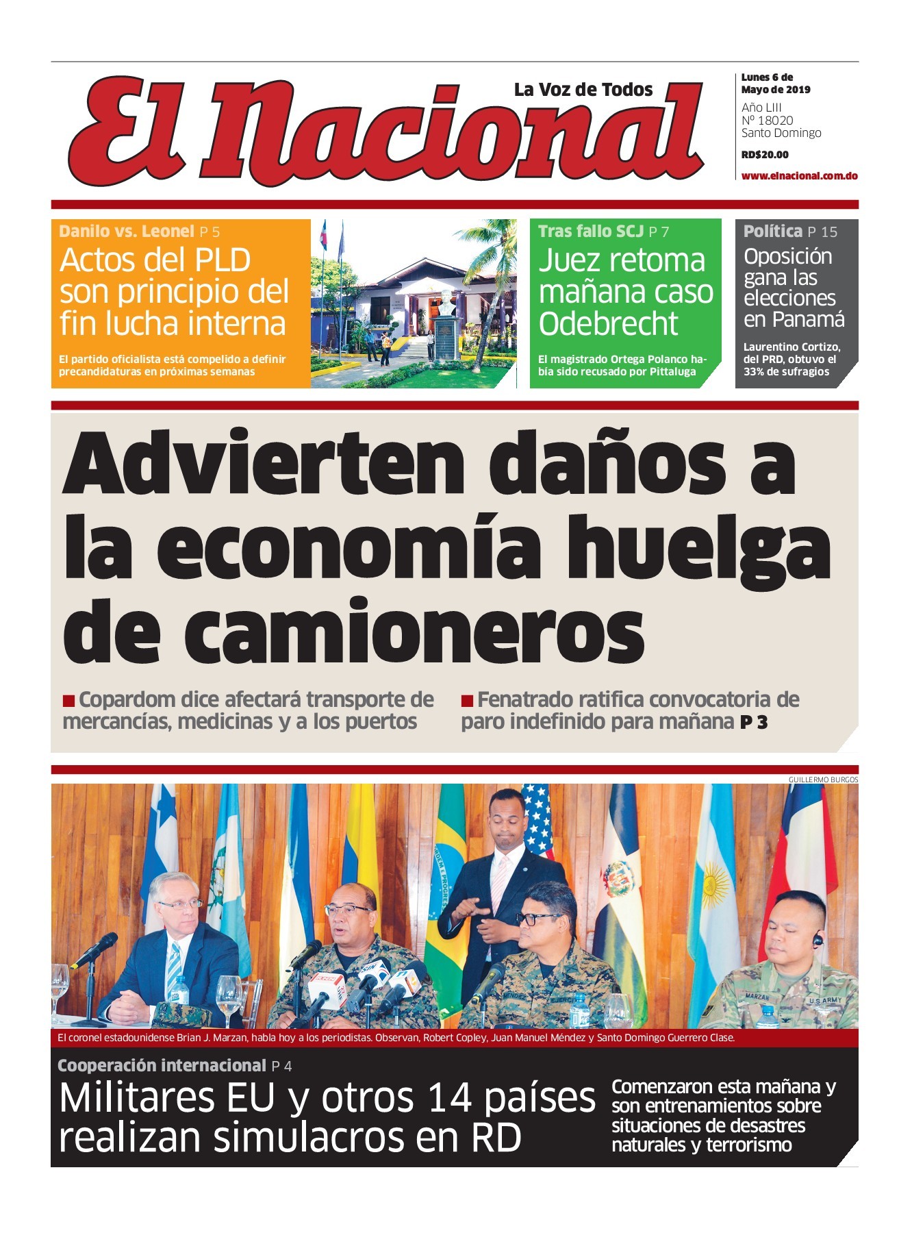 Portada Periódico El Nacional, Lunes 06 Mayo 2019