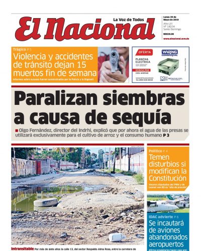 Portada Periódico El Nacional, Lunes 20 Mayo 2019